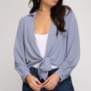 NEW! She & Sky Tie Vanessa Front Blouse